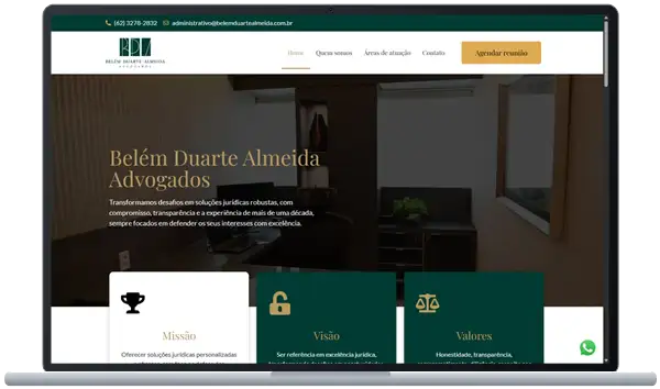 Site Belém Duarte Almeida Advogados aberto em um notebook