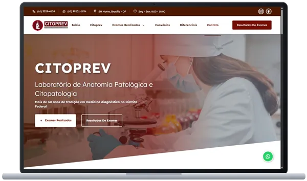 Site Citoprev aberto em um notebook