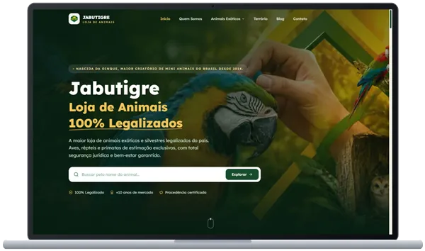 Site Jabutigre aberto em um notebook